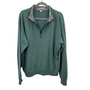 Peter Millar Mens Green Quarter-Zip Pullover Sweater Cotton Size L Classic Fit